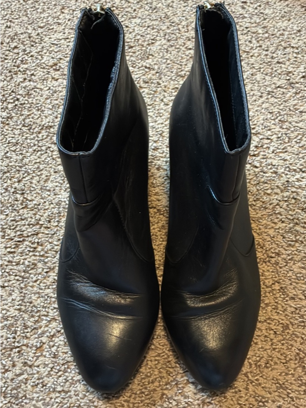 Women's Black Pointed-Toe Ankle Booties - Smooth Leather